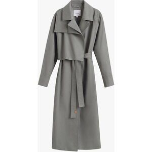 Cuyana Relaxed Trench Coat Steel Green, Size Small